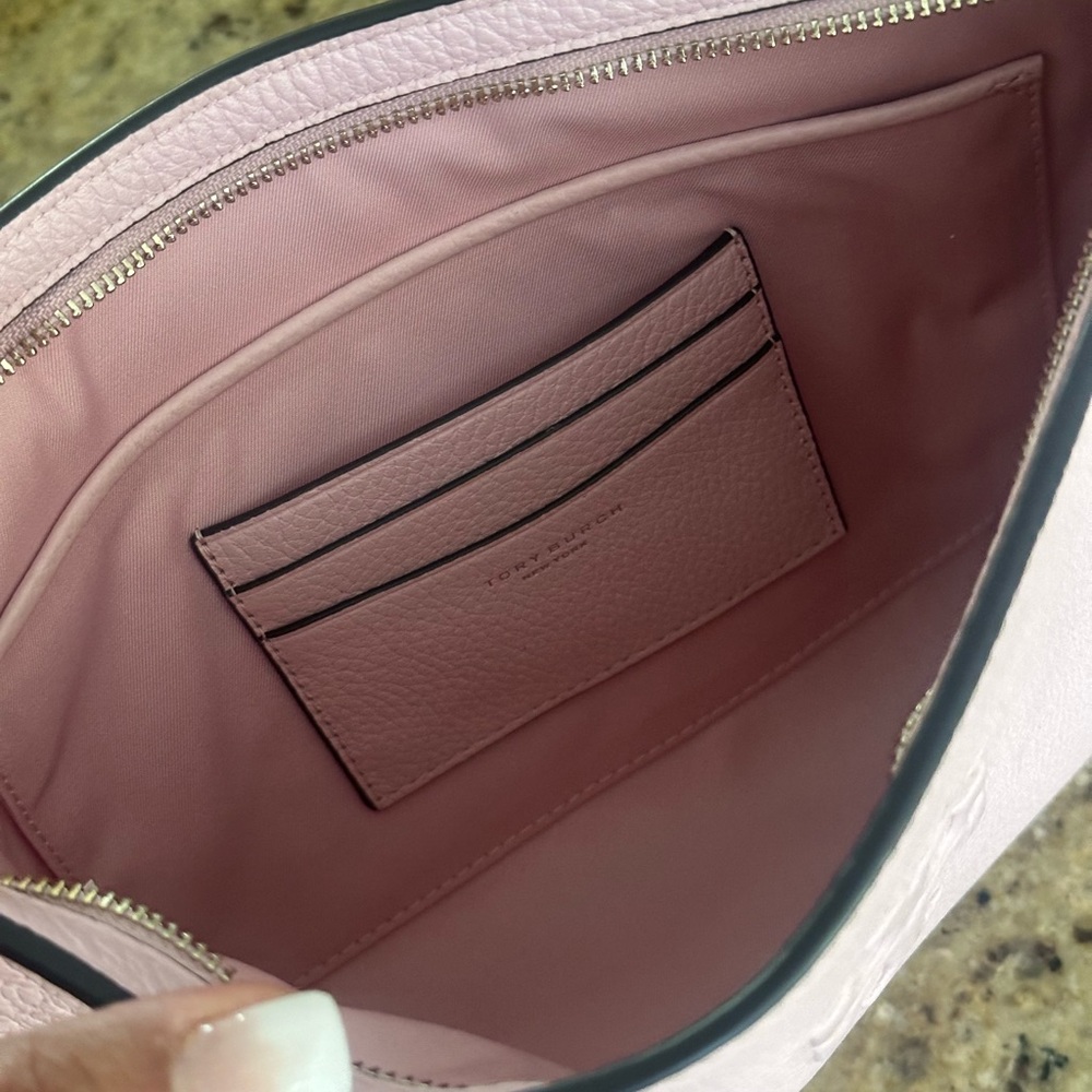 New Tory Burch Thea large leather pouch clutch pink - Picture 7 of 10